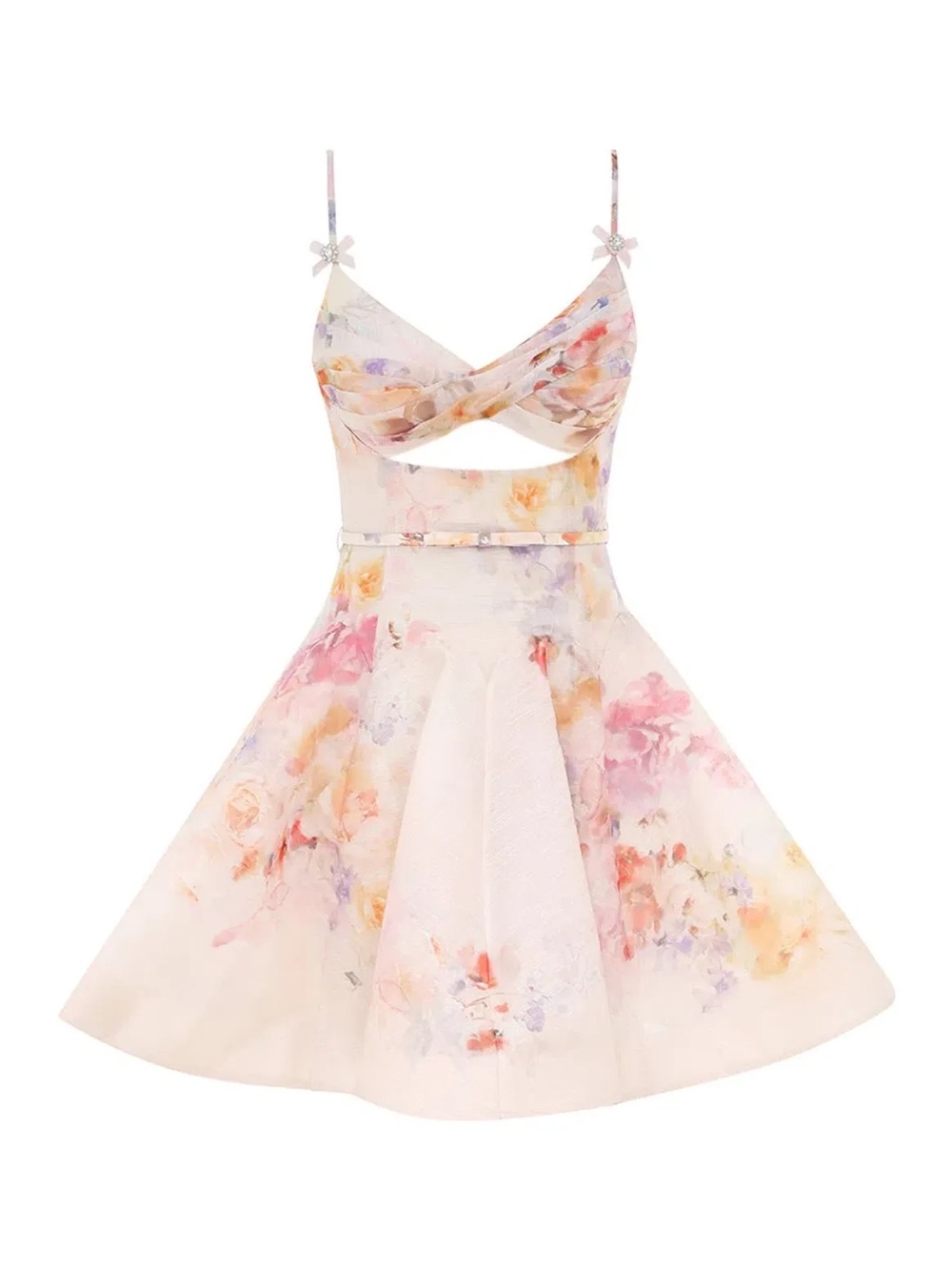 Floral Cutout Pink & Cream Girls' Dress sample